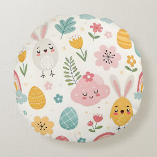 Easter Bunny Pattern Round Cushion