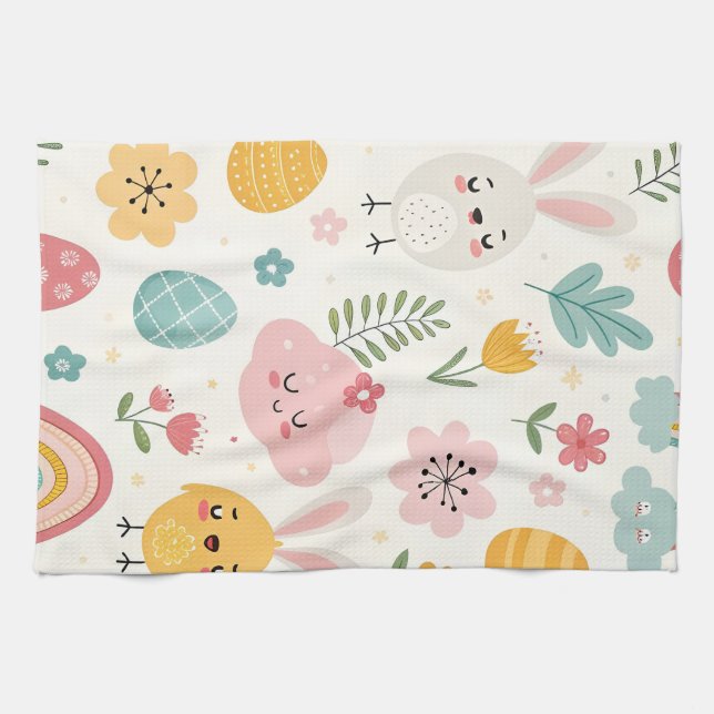 Easter Bunny Pattern Tea Towel (Horizontal)