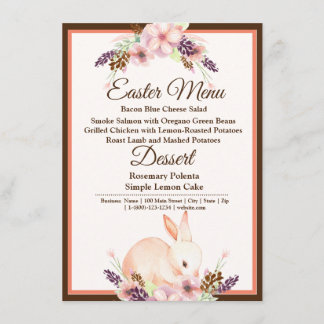 Easter Bunny Peach Floral Menu
