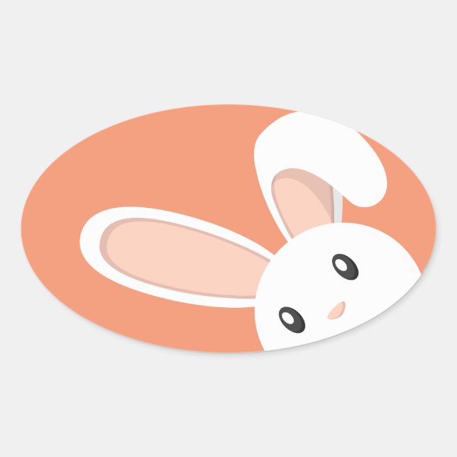 Easter Bunny peeping Oval Sticker (Front)