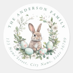 Easter Bunny Personalised Name Round Stickers