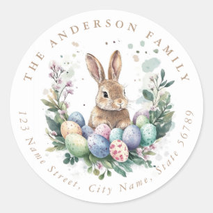 Easter Bunny Personalised Name Round Stickers