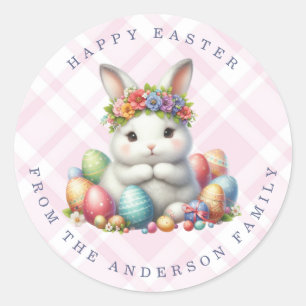 Easter Bunny Personalised Name Round Stickers