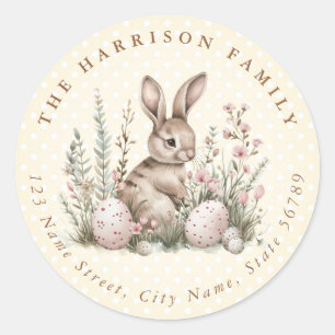 Easter Bunny Personalised Name Round Stickers