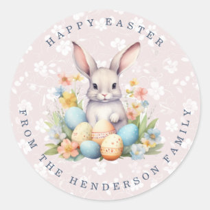 Easter Bunny Personalised Name Round Stickers