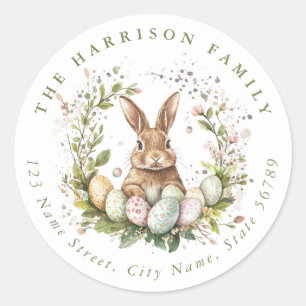 Easter Bunny Personalised Name Round Stickers