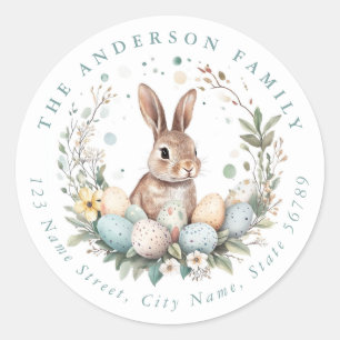 Easter Bunny Personalised Name Round Stickers