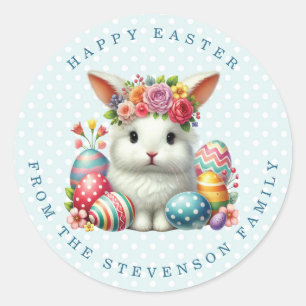 Easter Bunny Personalised Name Round Stickers