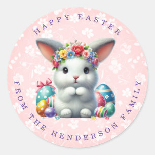 Easter Bunny Personalised Name Round Stickers