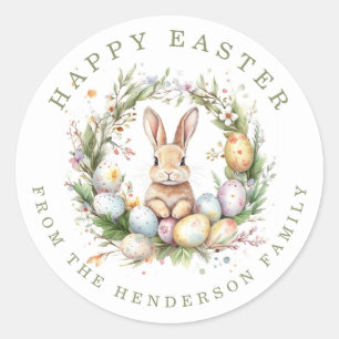 Easter Bunny Personalised Name Round Stickers