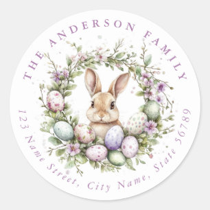 Easter Bunny Personalised Name Round Stickers