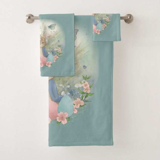  easter bunny peter bath towel set (Insitu)