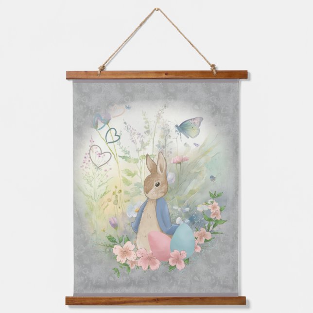  easter bunny peter with flowers hanging tapestry (Front)