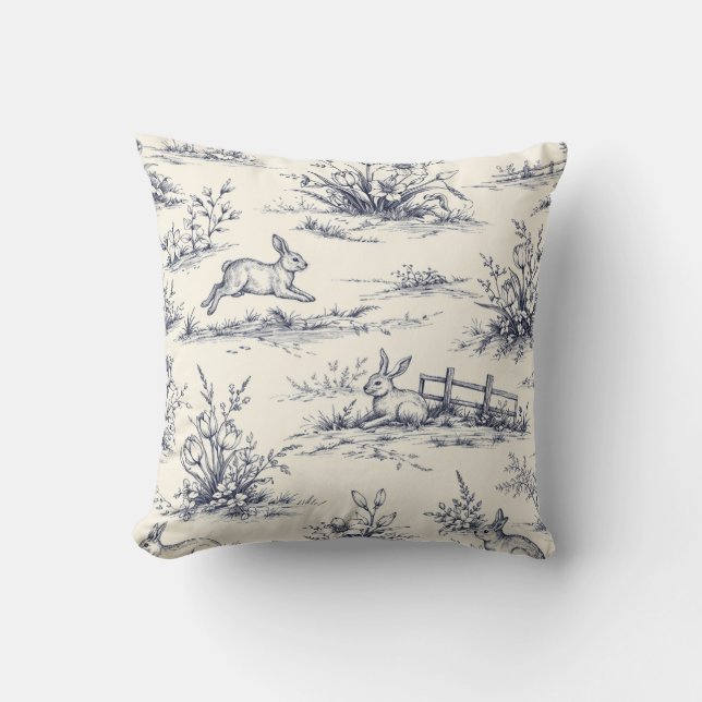 Easter Bunny Plates Cushion (Front)