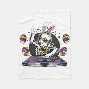 Easter bunny playing DJ music  Fleece Blanket