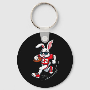 Easter Bunny Playing Footll  Key Ring