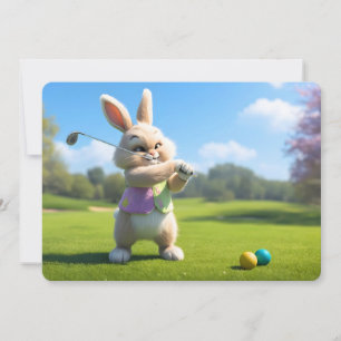 Easter Bunny Playing Golf in the Lowcountry Holiday Card