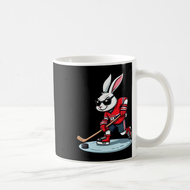 Easter Bunny Playing Hockey  Coffee Mug (Right)