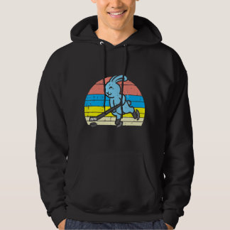 Easter Bunny Playing Ice Hockey Retro Sports Men W Hoodie