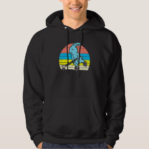Easter Bunny Playing Ice Hockey Retro Sports Men W Hoodie