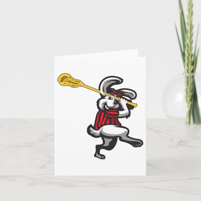 Easter Bunny Playing Lacrosse  Card (Front)