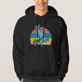 Easter Bunny Playing Lacrosse Retro Lax Sport Men  Hoodie