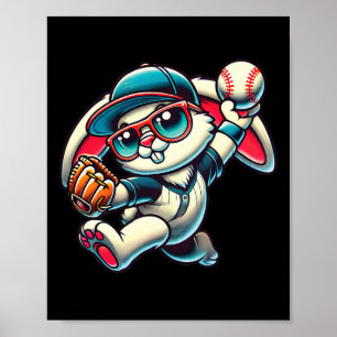 Easter Bunny Playing Sell Pitcher Teen Boys Kid Se Poster