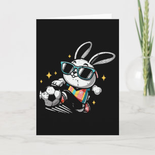 Easter Bunny Playing Soccer Cute Footll Boys Kids  Card