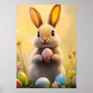 Easter Bunny Portrait Painting Poster