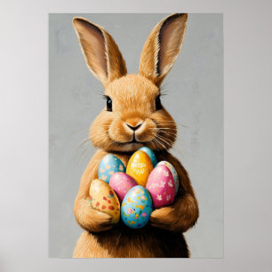 Easter Bunny Portrait Painting Poster