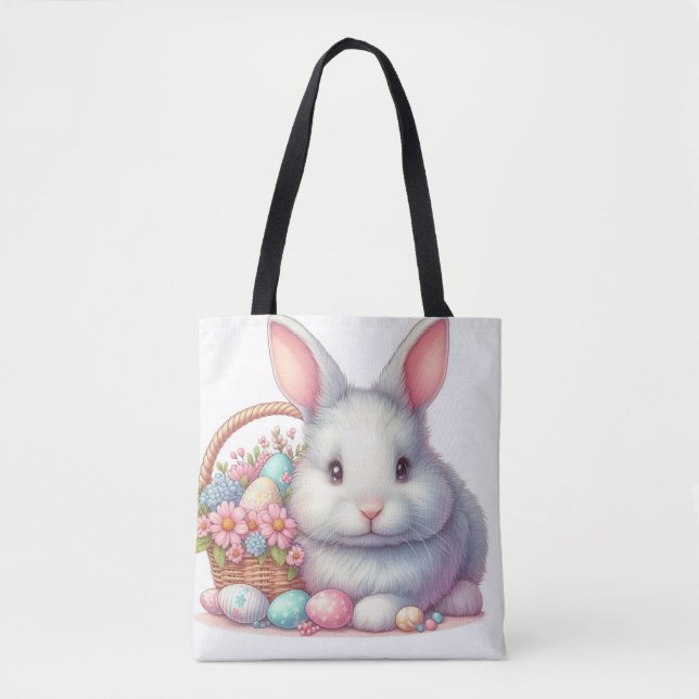 Easter Bunny Pretty Pastel Tote Bag (Front)