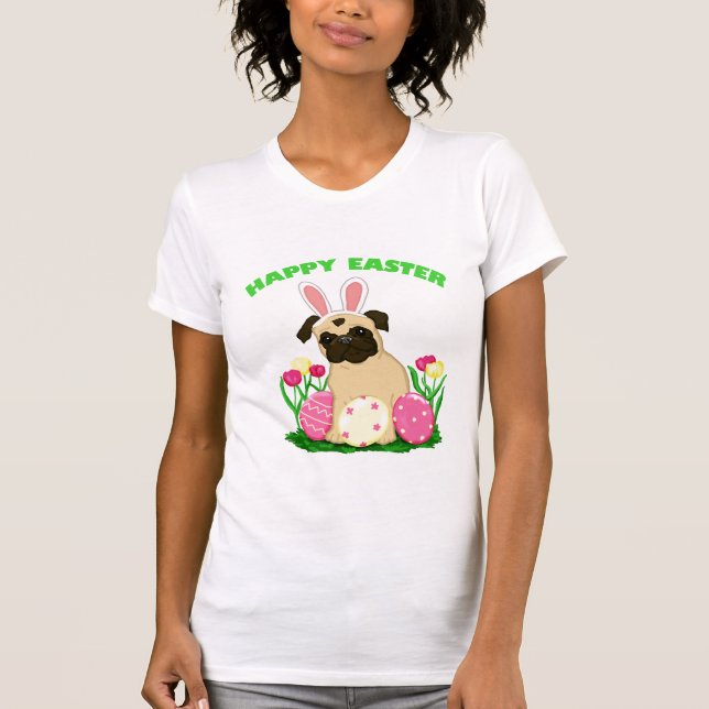 Easter Bunny Pug T-Shirt (Front)