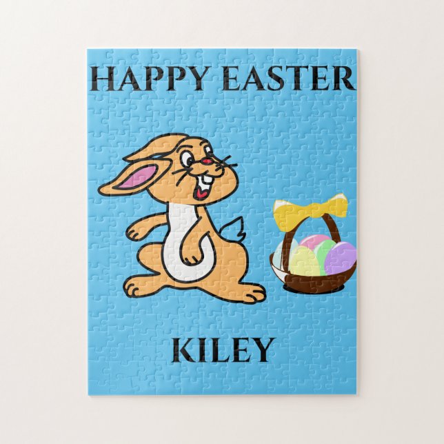 Easter bunny puzzle with personalised name. (Vertical)