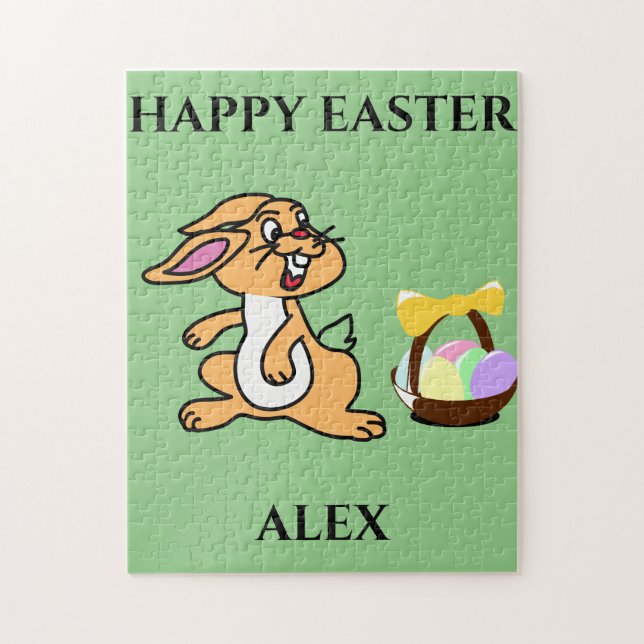 Easter bunny puzzle with personalised name. (Vertical)