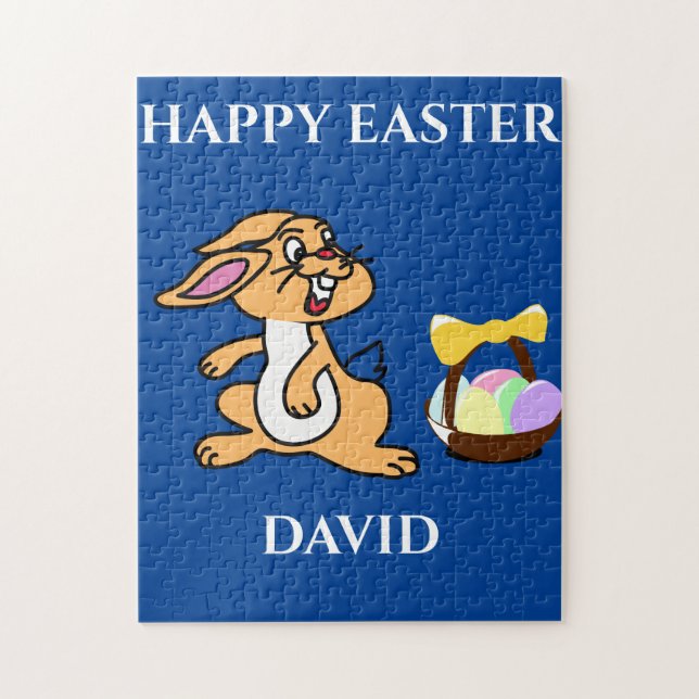 Easter bunny puzzle with personalised name. (Vertical)