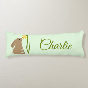 Easter Bunny Rabbit and Daffodil flower Custom Body Cushion