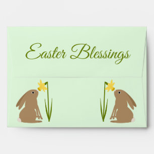 Easter Bunny Rabbit and Daffodil flower Custom Envelope
