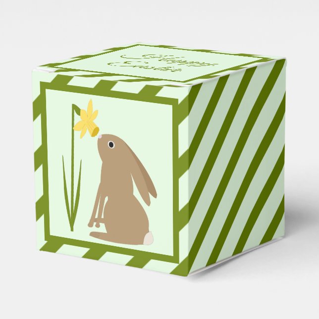 Easter Bunny Rabbit and Daffodil flower Custom Favour Box (Front Side)