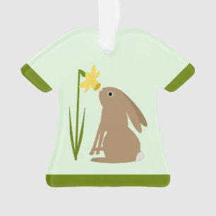 Easter Bunny Rabbit and Daffodil flower Custom Ornament