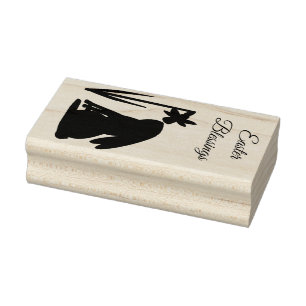 Easter Bunny Rabbit and Daffodil flower Custom Rubber Stamp