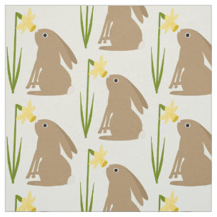 Easter Bunny Rabbit and Daffodil flower Fabric