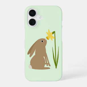 Easter Bunny Rabbit and Daffodil flower iPhone 16 Case