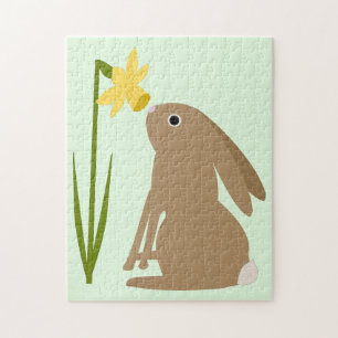 Easter Bunny Rabbit and Daffodil flower Jigsaw Puzzle
