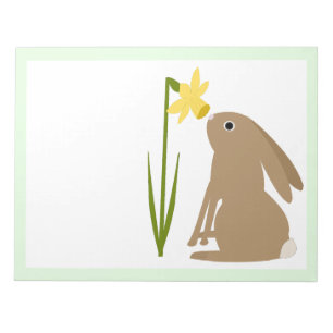 Easter Bunny Rabbit and Daffodil flower Notepad