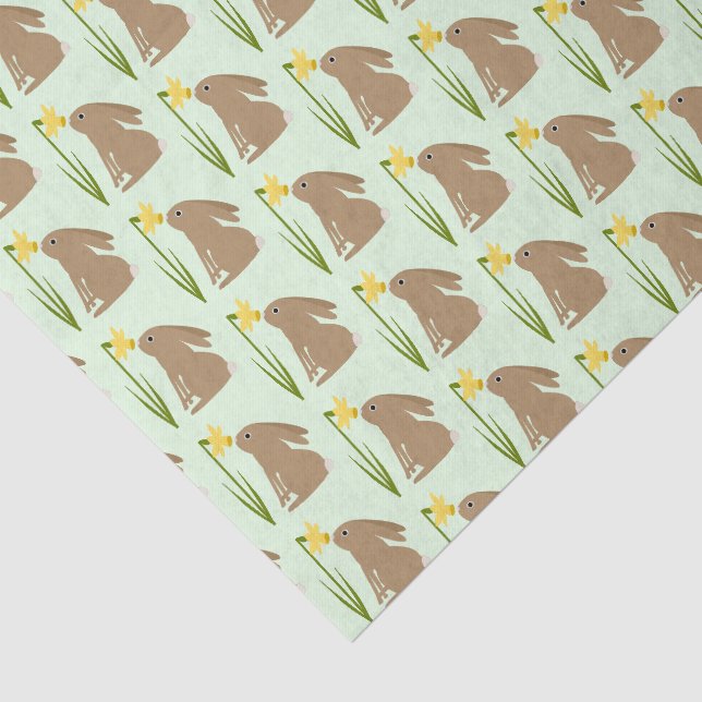 Easter Bunny Rabbit and Daffodil flower Patterned Tissue Paper (Detail)