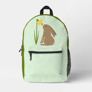 Easter Bunny Rabbit and Daffodil flower Printed Backpack