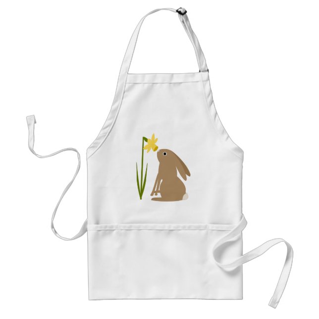 Easter Bunny Rabbit and Daffodil flower Standard Apron (Front)