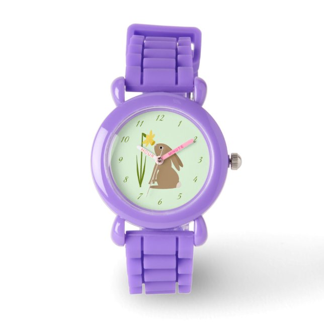 Easter Bunny Rabbit and Daffodil flower Watch (Front)