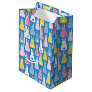 Easter Bunny Rabbit Blue pattern Medium Gift Bag