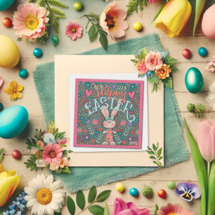Easter Bunny Rabbit Cute Fun Floral Inspirivity Card